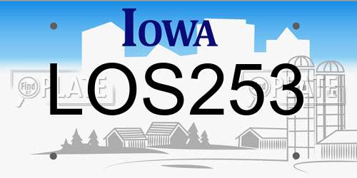 LOS253 Iowa License Plate