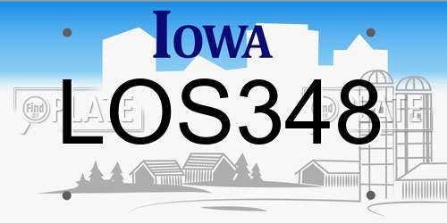 LOS348 Iowa License Plate