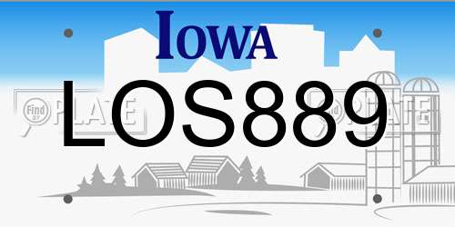 LOS889 Iowa License Plate