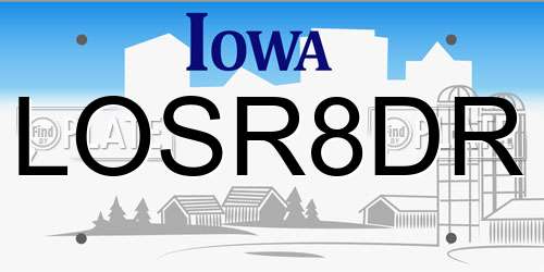 LOSR8DR Iowa License Plate