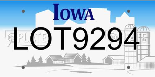 LOT9294 Iowa License Plate