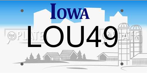 LOU49 Iowa License Plate