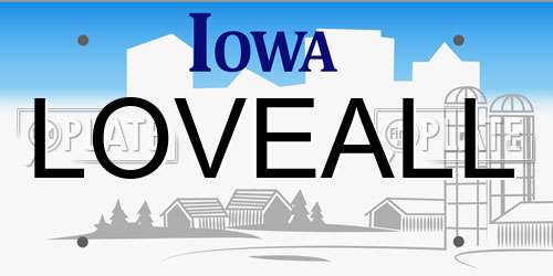 LOVEALL Iowa License Plate