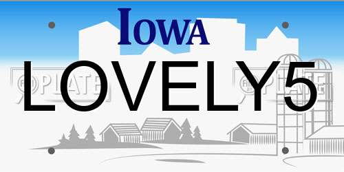 LOVELY5 Iowa License Plate