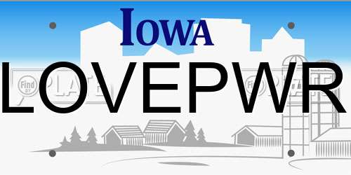 LOVEPWR Iowa License Plate