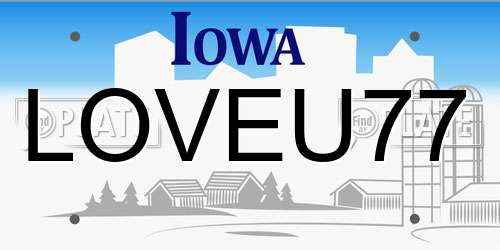 LOVEU77 Iowa License Plate