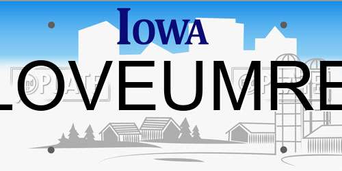 LOVEUMRE Iowa License Plate