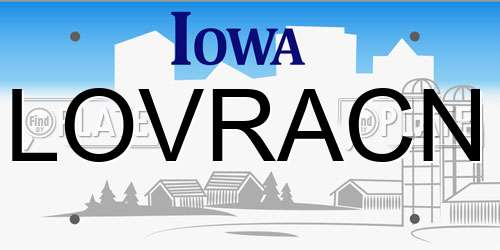 LOVRACN Iowa License Plate