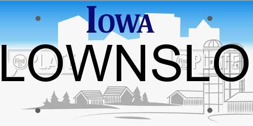LOWNSLO Iowa License Plate