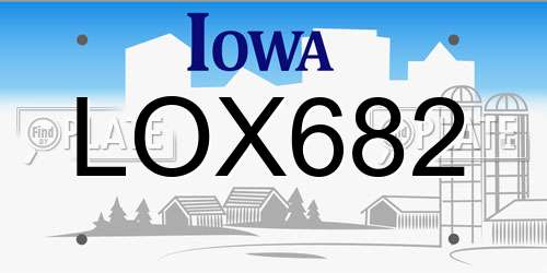 LOX682 Iowa License Plate