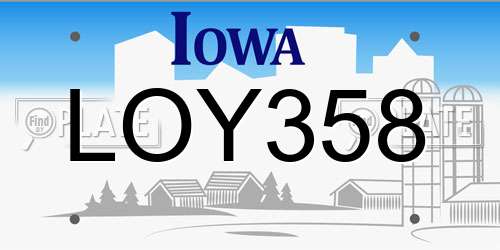 LOY358 Iowa License Plate