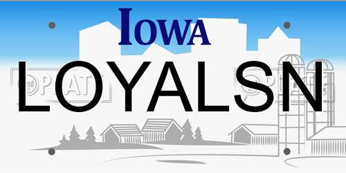 LOYALSN Iowa License Plate