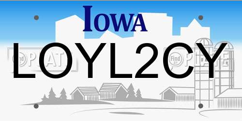 LOYL2CY Iowa License Plate