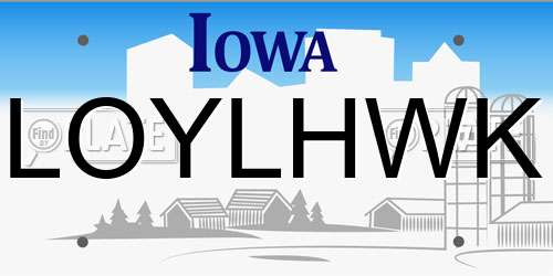 LOYLHWK Iowa License Plate