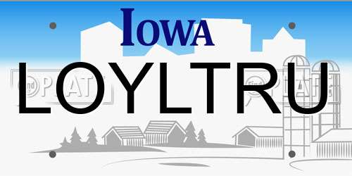LOYLTRU Iowa License Plate