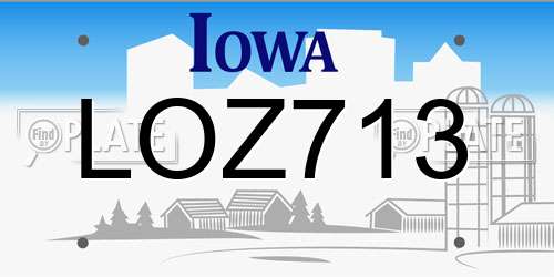 LOZ713 Iowa License Plate