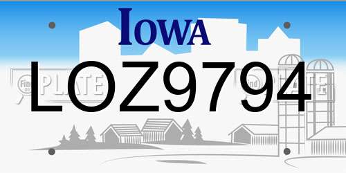 LOZ9794 Iowa License Plate