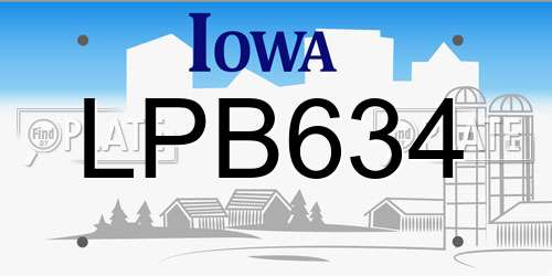LPB634 Iowa License Plate