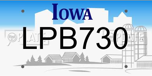 LPB730 Iowa License Plate