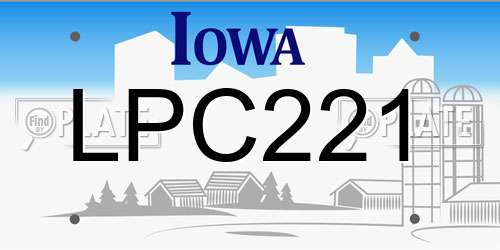 LPC221 Iowa License Plate