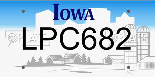 LPC682 Iowa License Plate