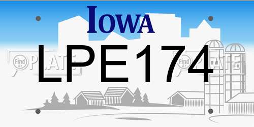 LPE174 Iowa License Plate