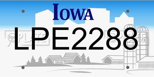 LPE2288 Iowa License Plate