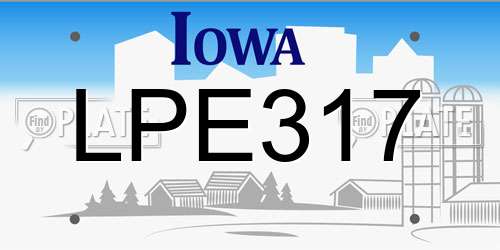 LPE317 Iowa License Plate