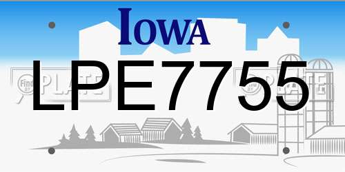 LPE7755 Iowa License Plate