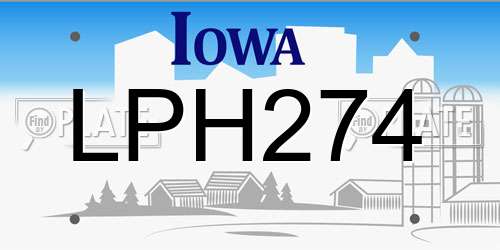 LPH274 Iowa License Plate