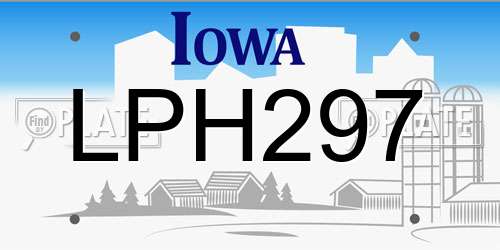 LPH297 Iowa License Plate