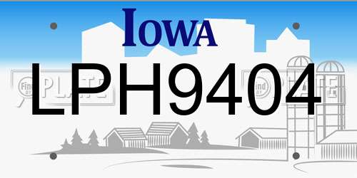 LPH9404 Iowa License Plate