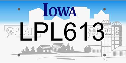 LPL613 Iowa License Plate
