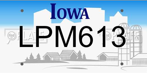 LPM613 Iowa License Plate