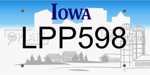LPP598 Iowa License Plate