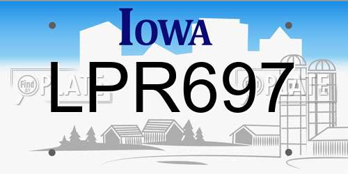 LPR697 Iowa License Plate