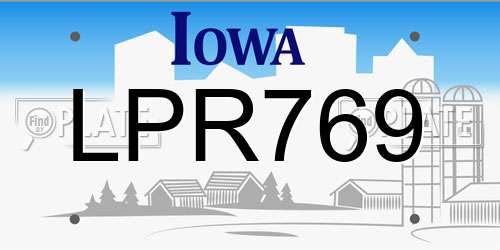 LPR769 Iowa License Plate