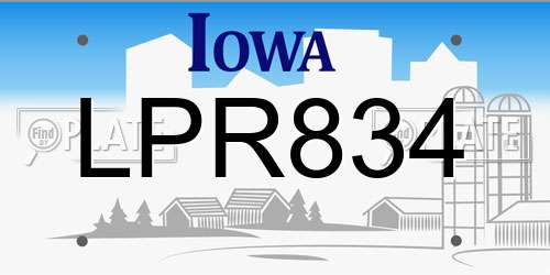LPR834 Iowa License Plate