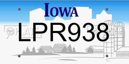 LPR938 Iowa License Plate