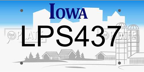 LPS437 Iowa License Plate