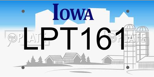 LPT161 Iowa License Plate