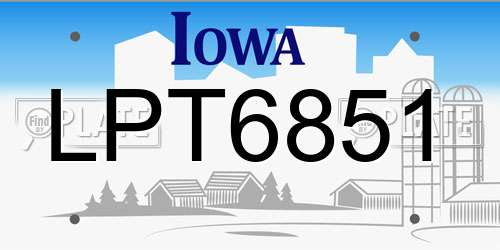 LPT6851 Iowa License Plate