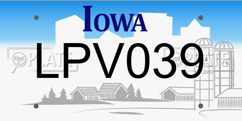 LPV039 Iowa License Plate