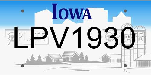 LPV1930 Iowa License Plate