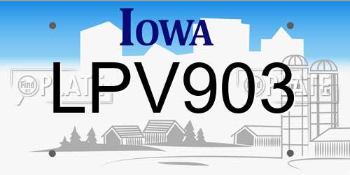 LPV903 Iowa License Plate