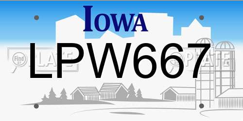 LPW667 Iowa License Plate