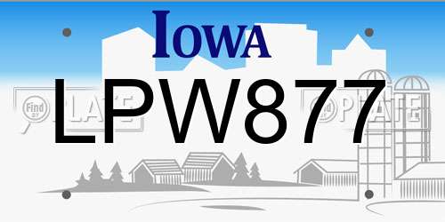 LPW877 Iowa License Plate