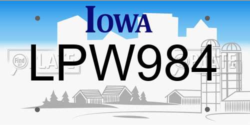 LPW984 Iowa License Plate