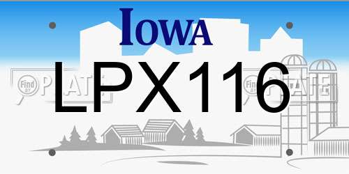 LPX116 Iowa License Plate