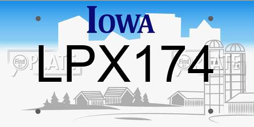 LPX174 Iowa License Plate